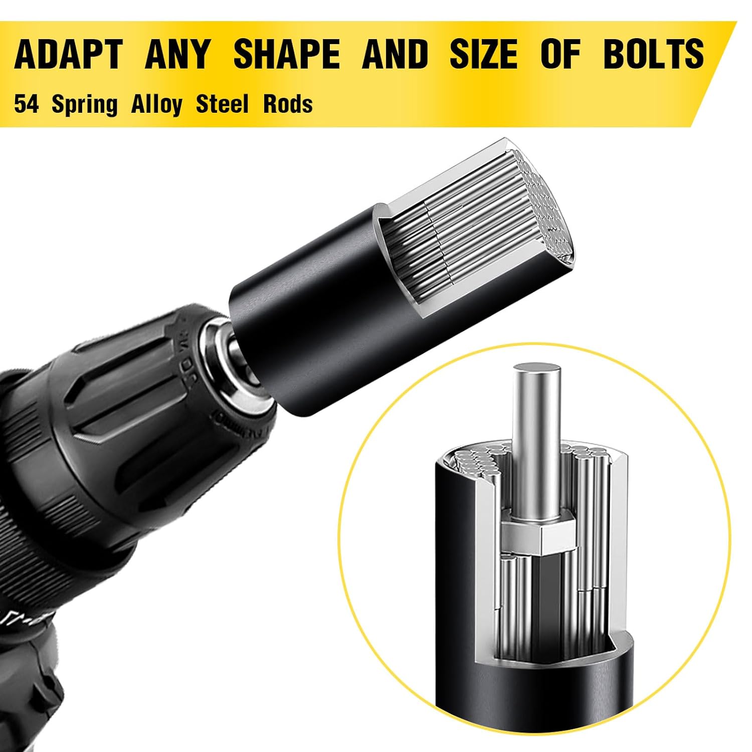 BOGRAND Universal Super Socket, Cool Gadgets Tools Gifts for Men Him Dad Boyfriend Husband and Handyman, Socket Set with Multifunction Adapter to Unscrew Any Bolt-Black