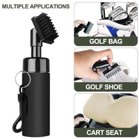 QOOMABA Golf Club Cleaner Brush - Golf Cleaning Brush, Scratch Head with Stiff Nylon Bristles, Golf Club Cleaning Tool. Black