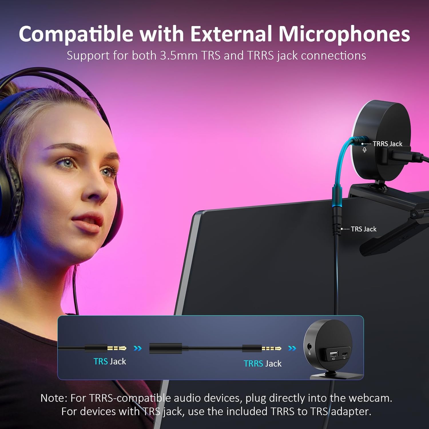 NexiGo N960E Pro 60FPS Webcam with Mic/Headset Jack and Extra USB Port, 1080P Web Camera with Light, Fast AutoFocus, Built-in Privacy Cover, for Zoom Meeting Skype Teams Twitch