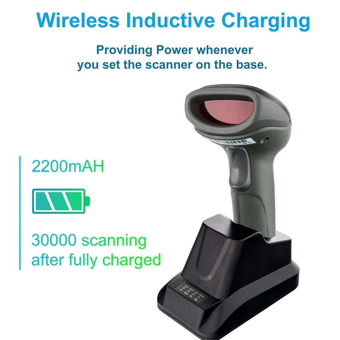 LS-PRO Wireless Barcode Scanner with USB Cradle Receiver Charging Base, 2.4GHz Handheld 1D Cordless Laser Barcode Reader, UP to 150Ft Transmission Range, Long-Life Battery 2200mAh, 1 Year Warranty