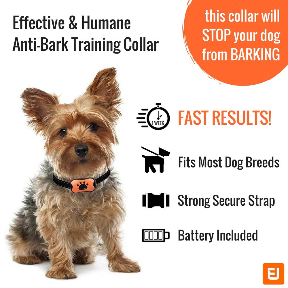 Safe Humane Anti Barking Device No Shock, Sound, Vibration Training Control and Deterrent Dog Bark Collar for Puppy, Adult, Small, Medium, Large Dog