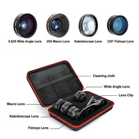 Selvim Phone Camera Lens Kit 3 in 1: 25X Macro Lens, 0.62X Wide Angle Lens & 235° Fisheye Lens, Compatible with iPhone 10 8 7 6 6s Plus X XS XR Samsung