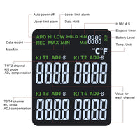 K Type Thermocouple Thermometer 4 Channels Thermometer Data Logger with Sound & Light Alarm and Real-time Data Logging