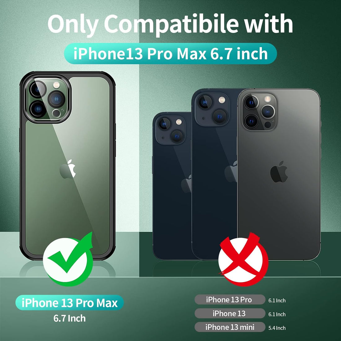 seacosmo [3 in 1 iPhone 13 Pro Max Case 6.7 Inch, with Built-in Tempered Glass Screen Protector & 1 Pack Camera Lens Protector, [Hard Back] [Military Grade Protection] Shockproof Ultra-Thin Case