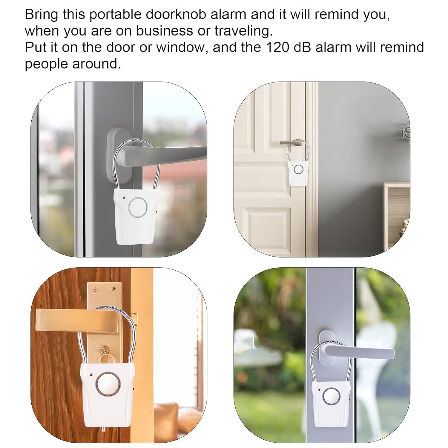 Elebinke Door and Window Alarm, Door/Window Sensor with 120db Alarm Audible up to 500 Ft (150M) Touching Vibration Triggered Security Alarm for Travel Hotel Apartment Home Security
