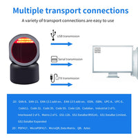 1D 2D QR Desktop Barcode Scanner, Symcode Omnidirectional Hands-Free Automatic USB Barcode Reader, Capture Barcodes from Mobile Phone Screen, Automatic Image Sensing Barcode Scanner