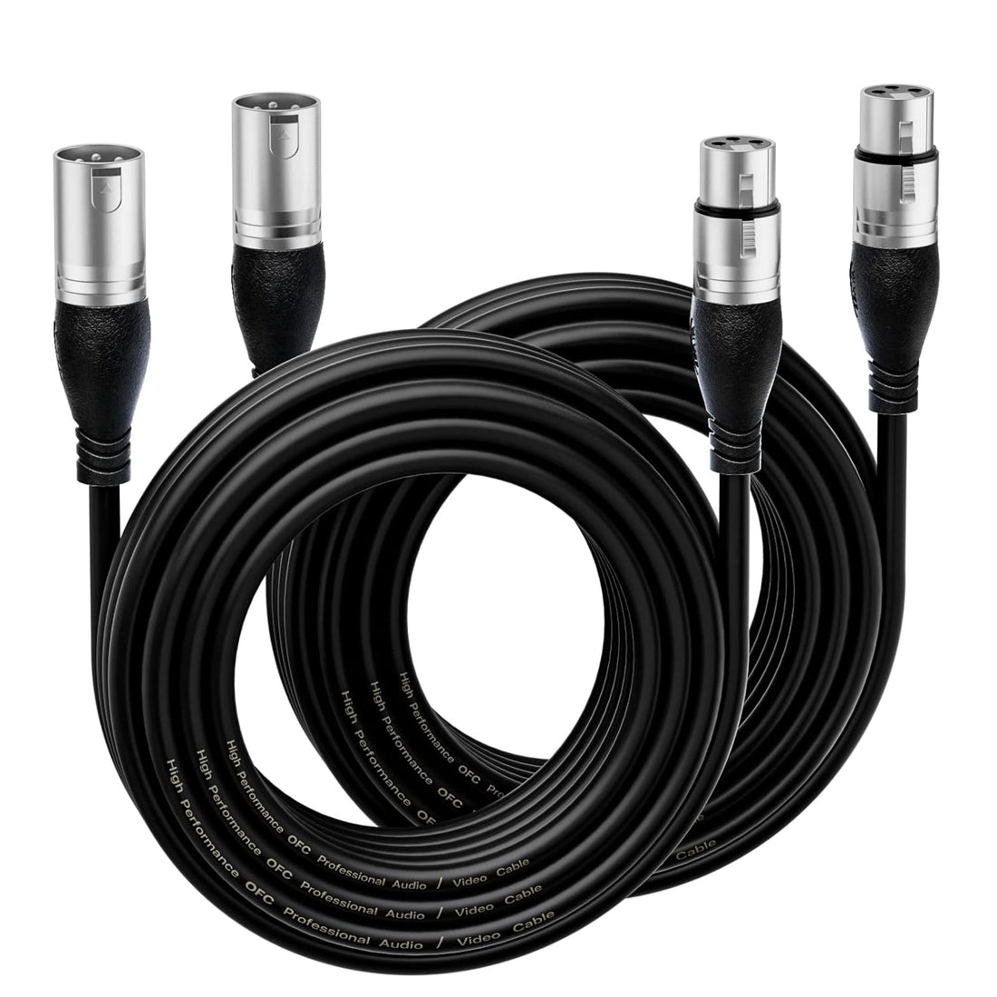 EBXYA XLR Cable 20 Ft 2 Packs - Premium Microphone Cable Patch Speaker Cable 3-Pin XLR Male to Female, Black