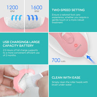 VOGOE Electric Foot File Hard Skin Remover Professional, Pedicure Set Rechargeable Callus Remover for Feet, Foot Scraper LED Light with 3 Rollers and 2 Speeds for Cracked Heel & Dead Skin CR310 Pink