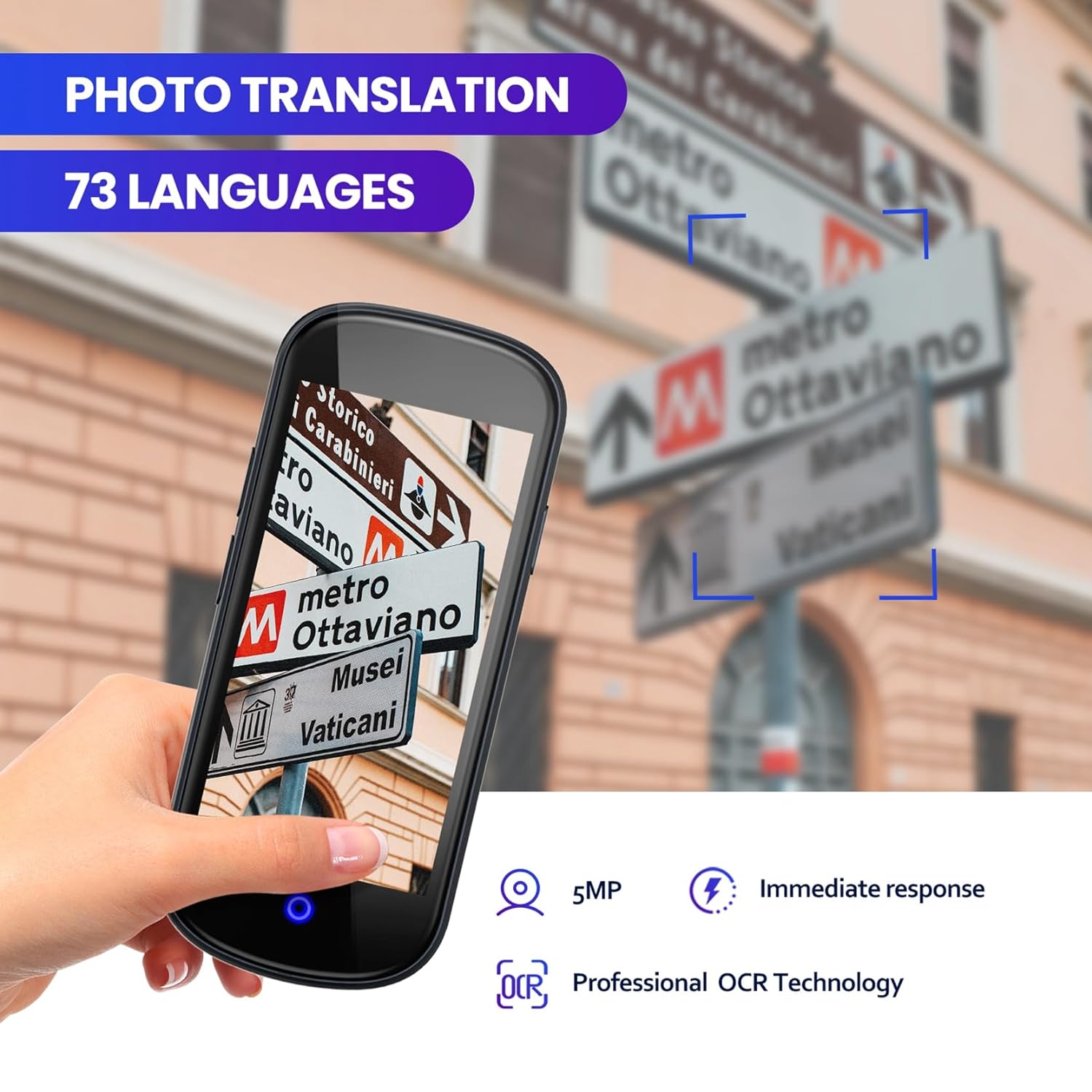 Language Translator Device Instant Two Way Translation Device with 137 Languages 4 Inch Touchscreen Portable Offline Online Voice Translation 2024 Real-time Translator for Travel Business(Grey)