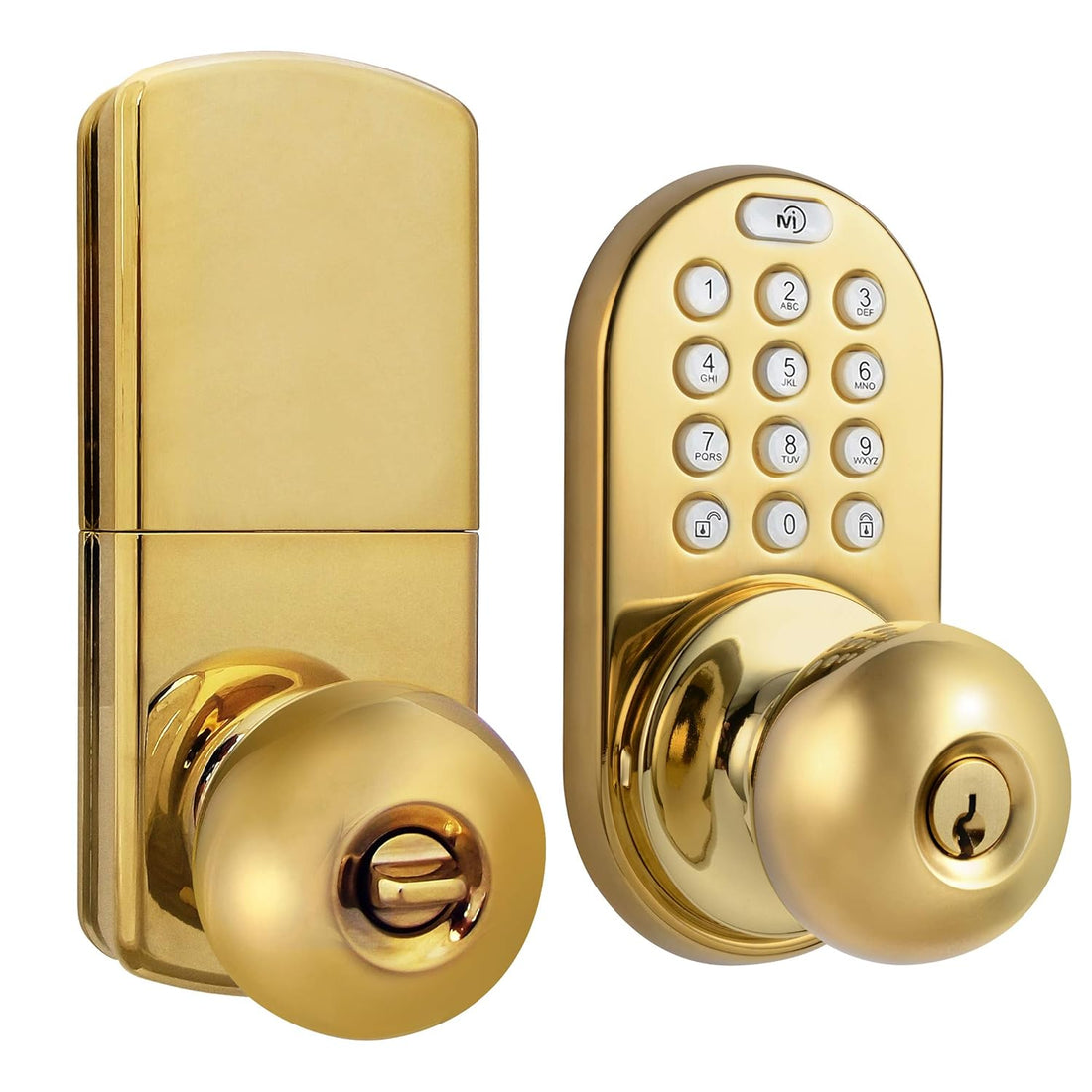 MiLocks DKK-02P Electronic Touchpad Entry Keyless Door Lock, Polished Brass