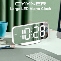 Digital Clock Large Display, LED Electric Alarm Clocks 3 Levels Brightness, Dual USB Ports Modern Decoration for Home Bedroom Decor-White