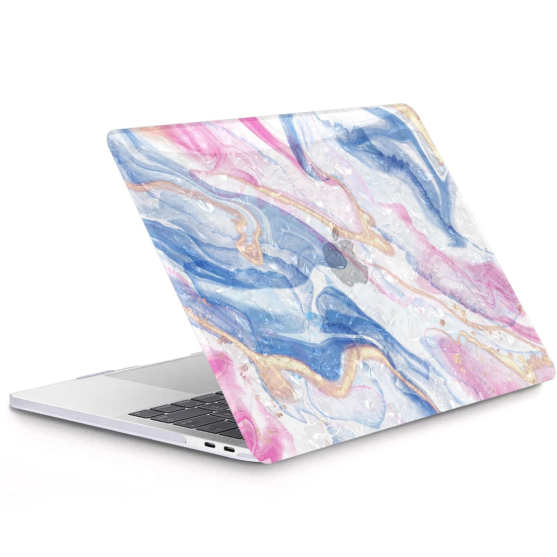 G JGOO Compatible with MacBook Air 13 inch Case 2022 2021 2020 2019 2018 Release M1 A2337 A2179 A1932 Touch ID, Glitter Pearl Hard Shell Case + 2 Keyboard Covers + Screen Protector, Colorful Marble