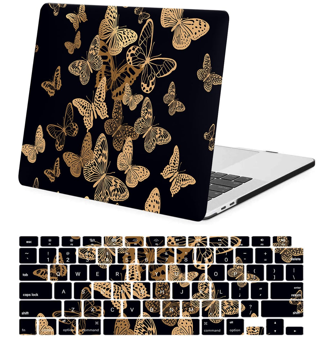 Laptop Case Compatible with MacBook Air 13 Inch Case 2020 2019 2018 Release Model A2337 A2179 A1932 with Retina Display & Touch ID, Plastic Hard Shell Cover & Keyboard Cover Skin, Gold Butterfly