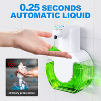 850mah Automatic soap Liquid Dispenser touchless 15oz/420ml Kitchen Dish Automatic Liquid Soap Dispenser 4 Adjustable Soap Dispensing Levels Wall Mount for Kitchen and Bathroom