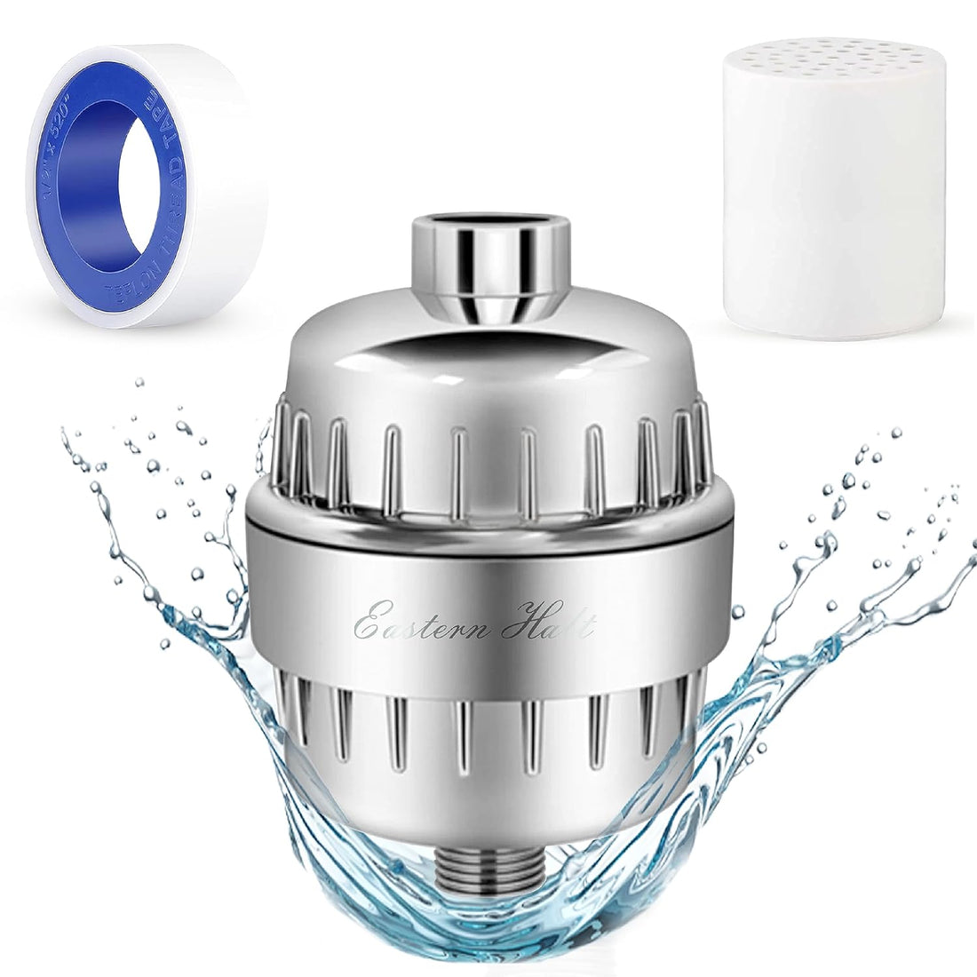 Eastern Halt - 15 Stage High Output Shower Filter for Hard Water, Water Softener to Reduce Itchy Skin, Dandruff, Removes Chlorine and Fluoride, Harmful Impurities Plus Heavy Metals (Chrome)