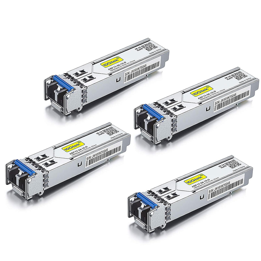 10Gtek for Cisco GLC-LH-SMD/GLC-LH-SM/SFP-GE-L, Gigabit SFP Transceiver, 1000Base-LX/LH, SMF, 1310nm, 10km, Pack of 4