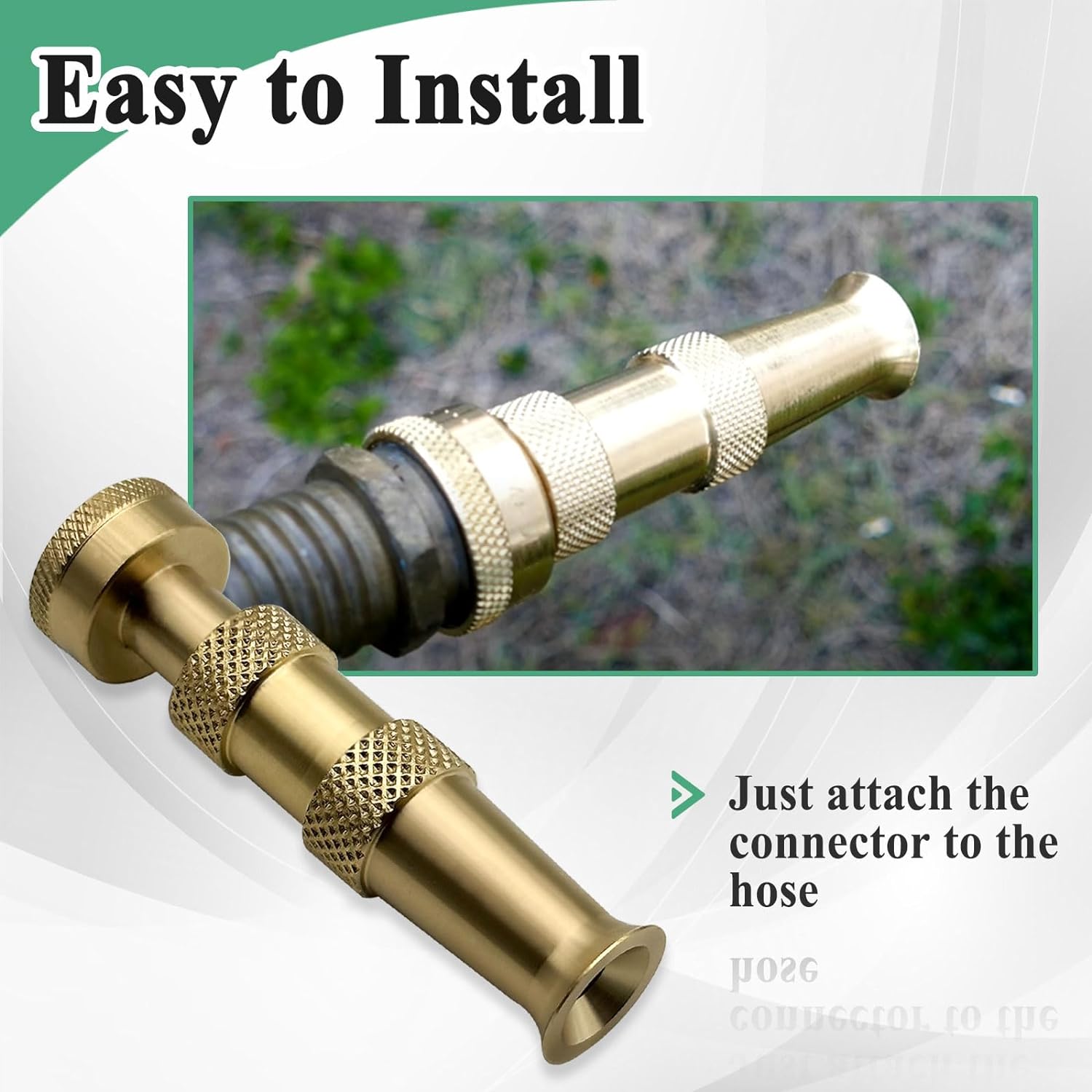 Ebrmeiwo 12380 Adjustable Water Hose Nozzle, Heavy Duty Garden Pipe Nozzle, Brass