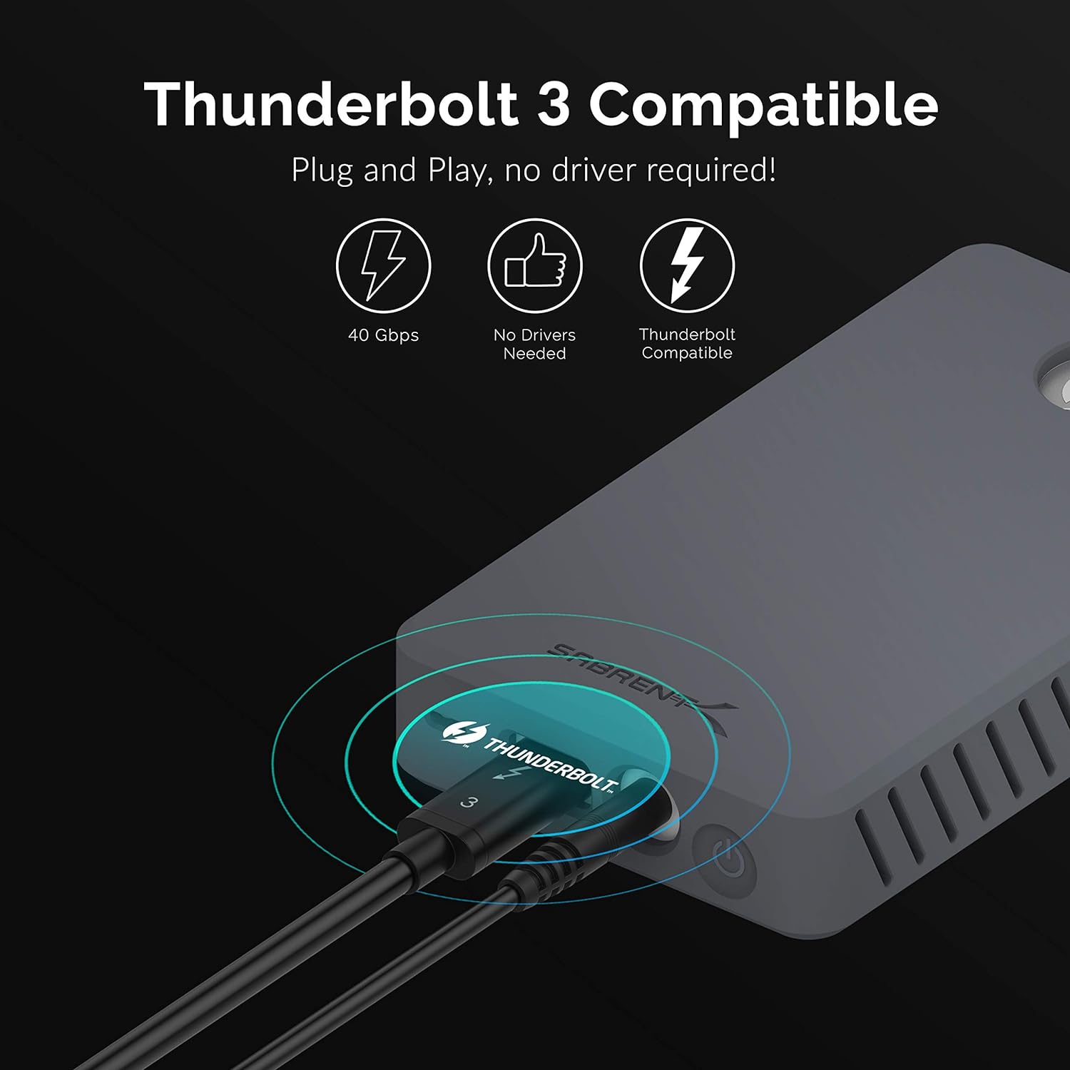SABRENT Thunderbolt 3 to Dual NVMe M.2 SSD Tool Free Enclosure (EC-T3DN)