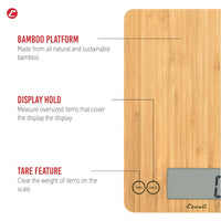 Escali Arti Glass Kitchen Scale 15 lb 7 kg Capacity 005 oz 1 g Increment Premium Digital Scale for Baking Cooking and Food Easy to Clean Surface Lifetime ltd Warranty Natural Bamboo