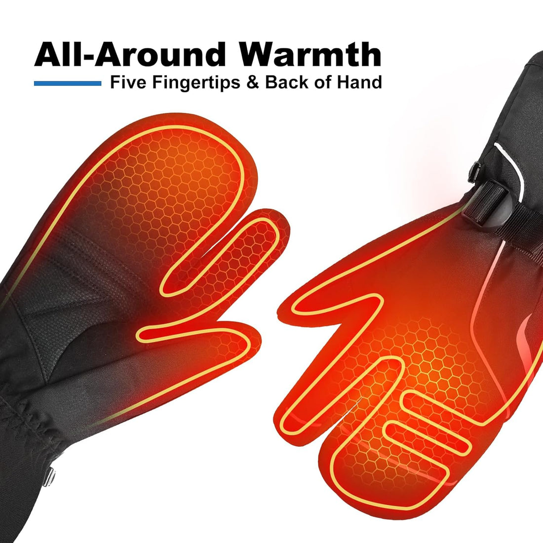 Heated Gloves, Winter Heating Gloves for Men Women,3-Finger Electric Rechargeable Battery Powered Touchscreen 3 Heating Levels Heated Gloves for Snowboarding Motorcycle Fishing Hiking Climbing