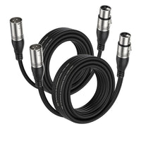 EBXYA XLR Male to Female Balanced Mic Microphone Cable 6ft 2 Packs, Compatible with All Microphones Audio Systems with 3 Pins XLR, Black