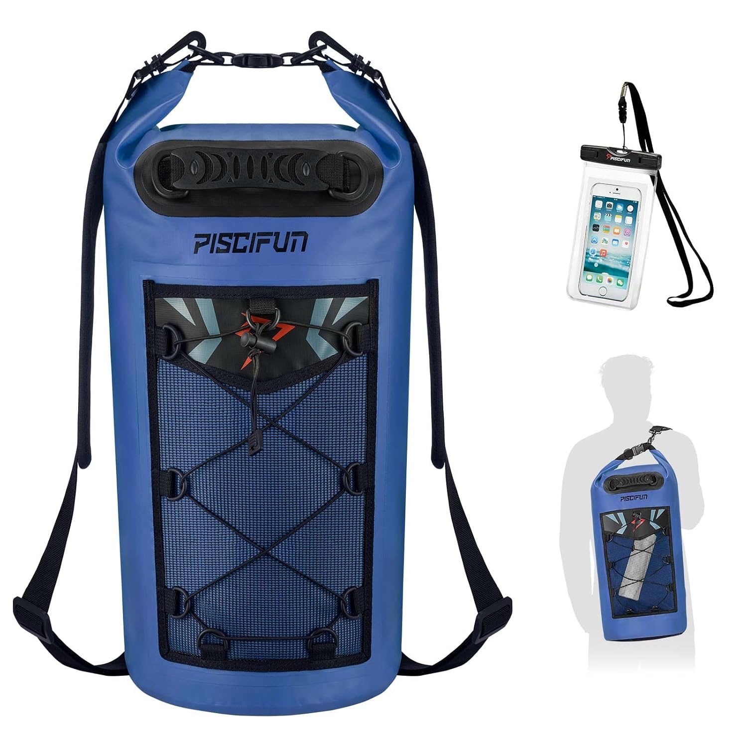 Piscifun Waterproof Dry Bag Backpack 40L Floating Dry Backpack with Waterproof Phone Case for Water Sports - Fishing Boating Kayaking Surfing Rafting Camping Gifts for Men and Women Sapphire Blue
