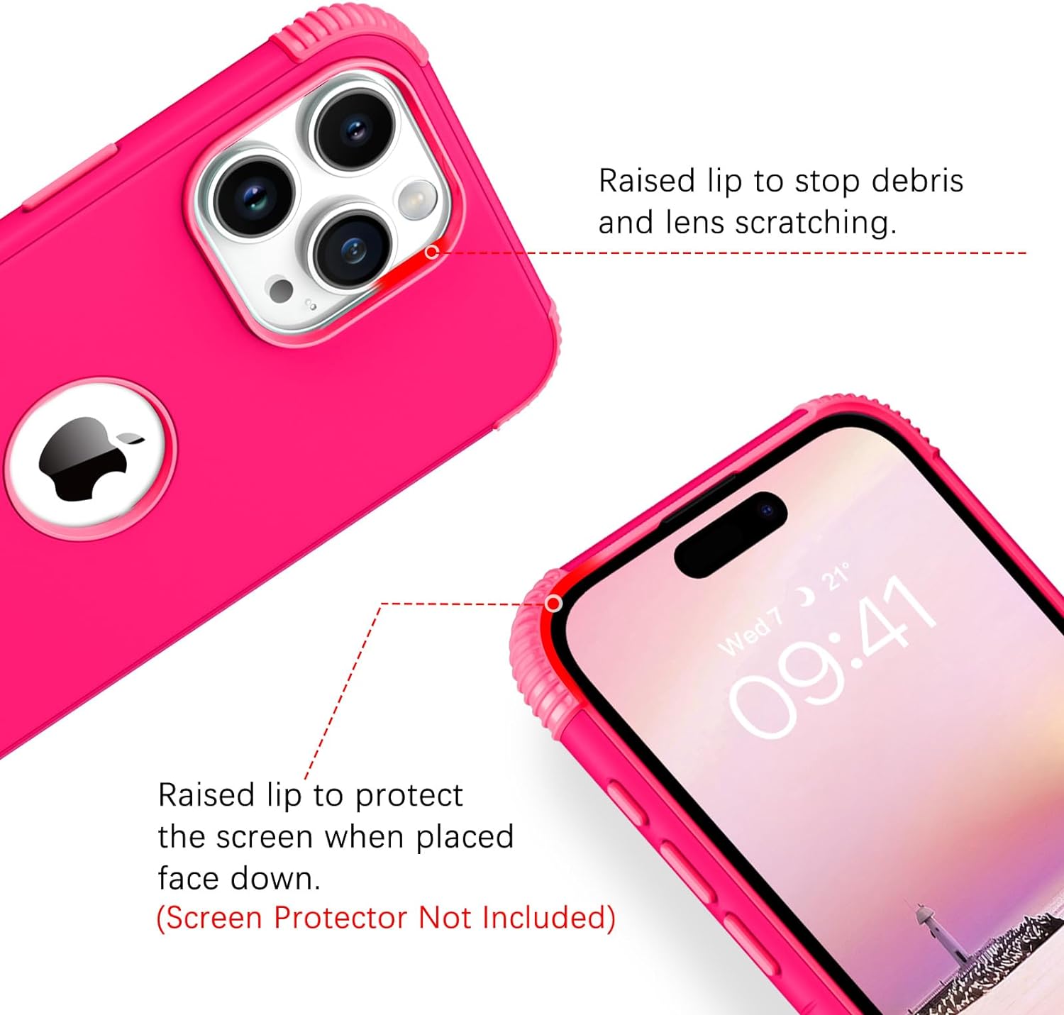 BENTOBEN for iPhone 15 Pro Max Case, Heavy Duty 2 in 1 Full Body Rugged Shockproof Protection Hybrid Hard PC Bumper Drop Protective Girls Women Men Covers for iPhone 15 Pro Max 6.7" 2023, Hot Pink