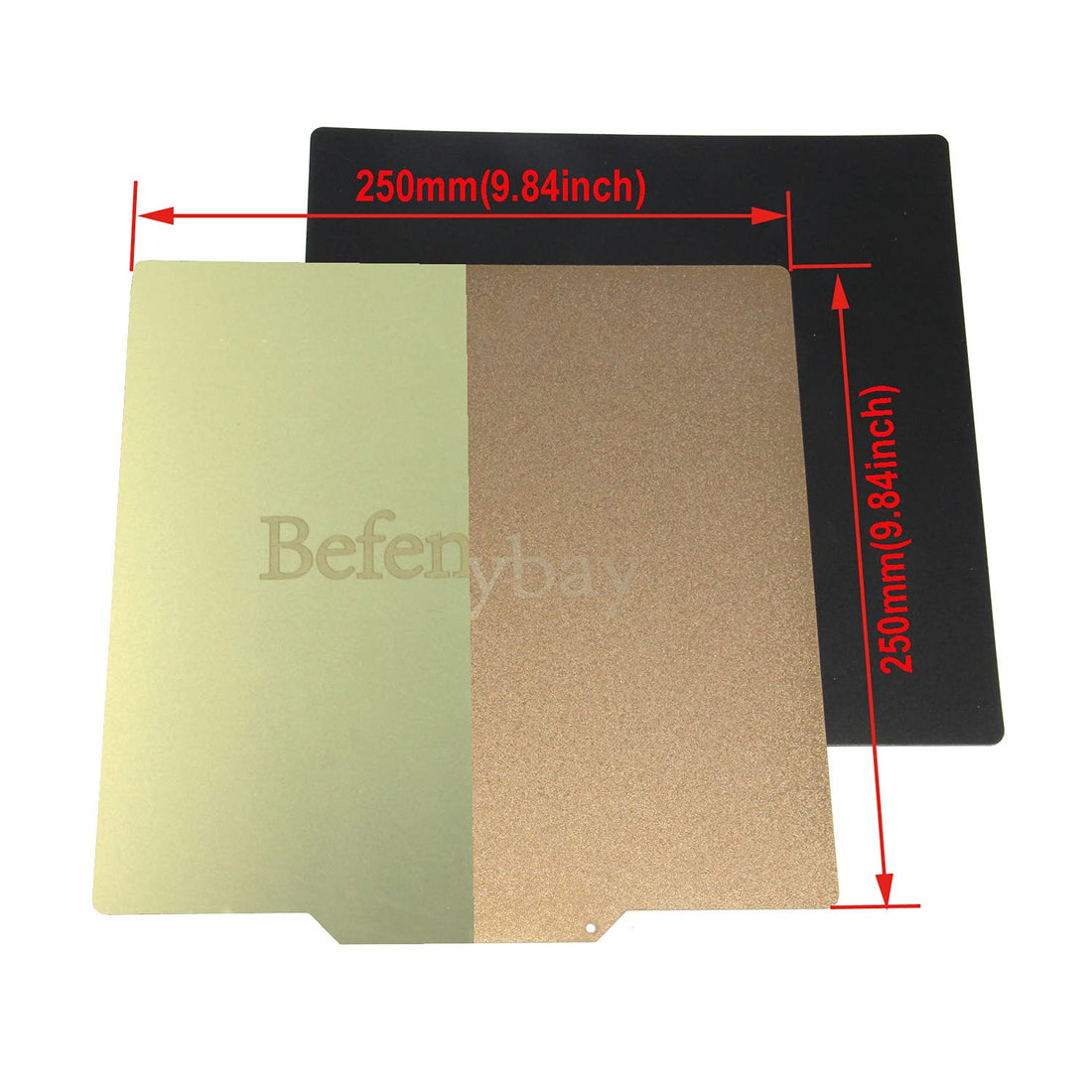 Befenybay Flexible Removable Double Side (Powder Coated + Smooth Coated) PEI Metal Sheet Bed Magnetic Heated Bed Build Surface 250x250mm for 3D Printer (250x250mm-Double Side)