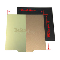 Befenybay Flexible Removable Double Side (Powder Coated + Smooth Coated) PEI Metal Sheet Bed Magnetic Heated Bed Build Surface 250x250mm for 3D Printer (250x250mm-Double Side)