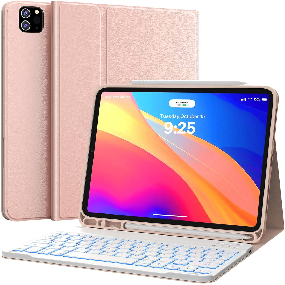 CHESONA Ipad Pro 11 2021 Case With Keyboard,Keyboard For Ipad Pro 11-In (3Rd Generation,2Nd/1St Gen)-7 Backlight&Detachable-Pencil Holder-Flip Stand Cover-Ipad Pro 11 In Keyboard,Rosegold,Bluetooth