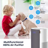 ECOWELL Air Purifiers for Bedroom, Desktop Air Purifier for Home large Room up to 215 sq.ft, H13 True HEPA Filter with Sleep Mode, Ozone Free, Removing 99.97% of Smoke, Dust, Odors, Pet Dander, EPA050