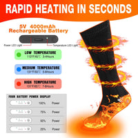 KEKELAN Electric Heated Socks for Men Women Warm Thermal 5V 4000mAh Unisex Rechargeable Battery Heat Socks with 5 Heating Setting for Winter Outdoor Camping Motorcycle Skiing Foot Warmer-X2-L