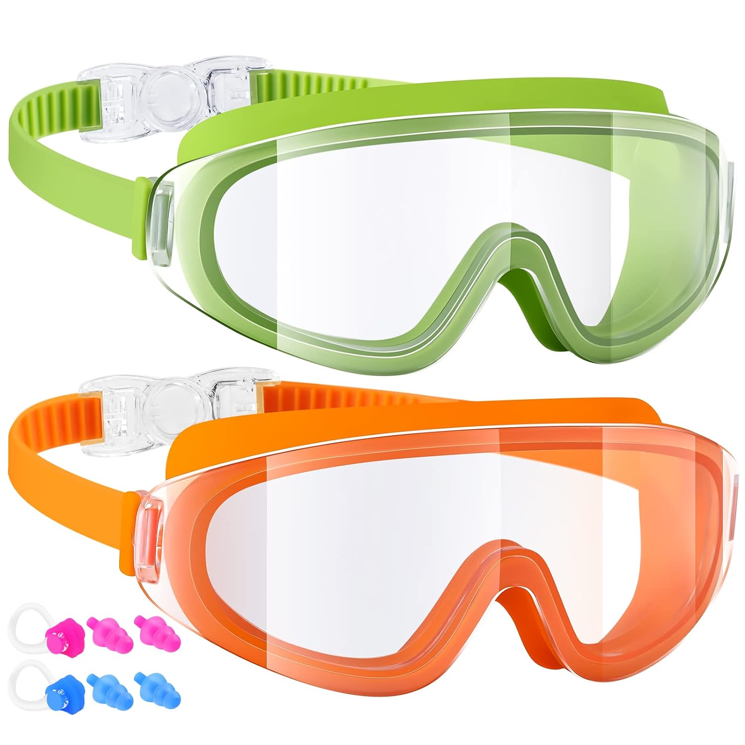 Dizywiee Frameless Kids Swim Goggles, 2-Pack Swimming Goggles for Kids, Child, Boys or Girls From 6-12, Wide View Pool Goggle