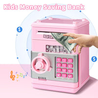 SZJMAO Piggy Bank Cash Coin Bank ATM Bank Money Saving Box with Password for Kids Birthday Gifts (Light Pink)