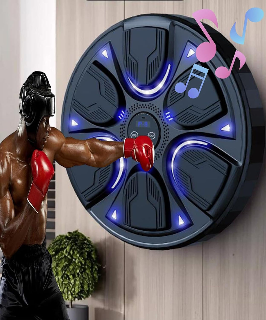 BAFLO Music Boxing Machine with Boxing Gloves, Smart Boxing Machine Wall Mounted Music Mounted Focus Agility Training Boxing Wall Target Punching Pad for Adult Youth Kid,A
