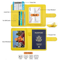 Passport Holder,Passport Holder Card Slots,Cute Passport cover for Women/Men,Waterproof Rfid Blocking Travel Wallet, Yellow