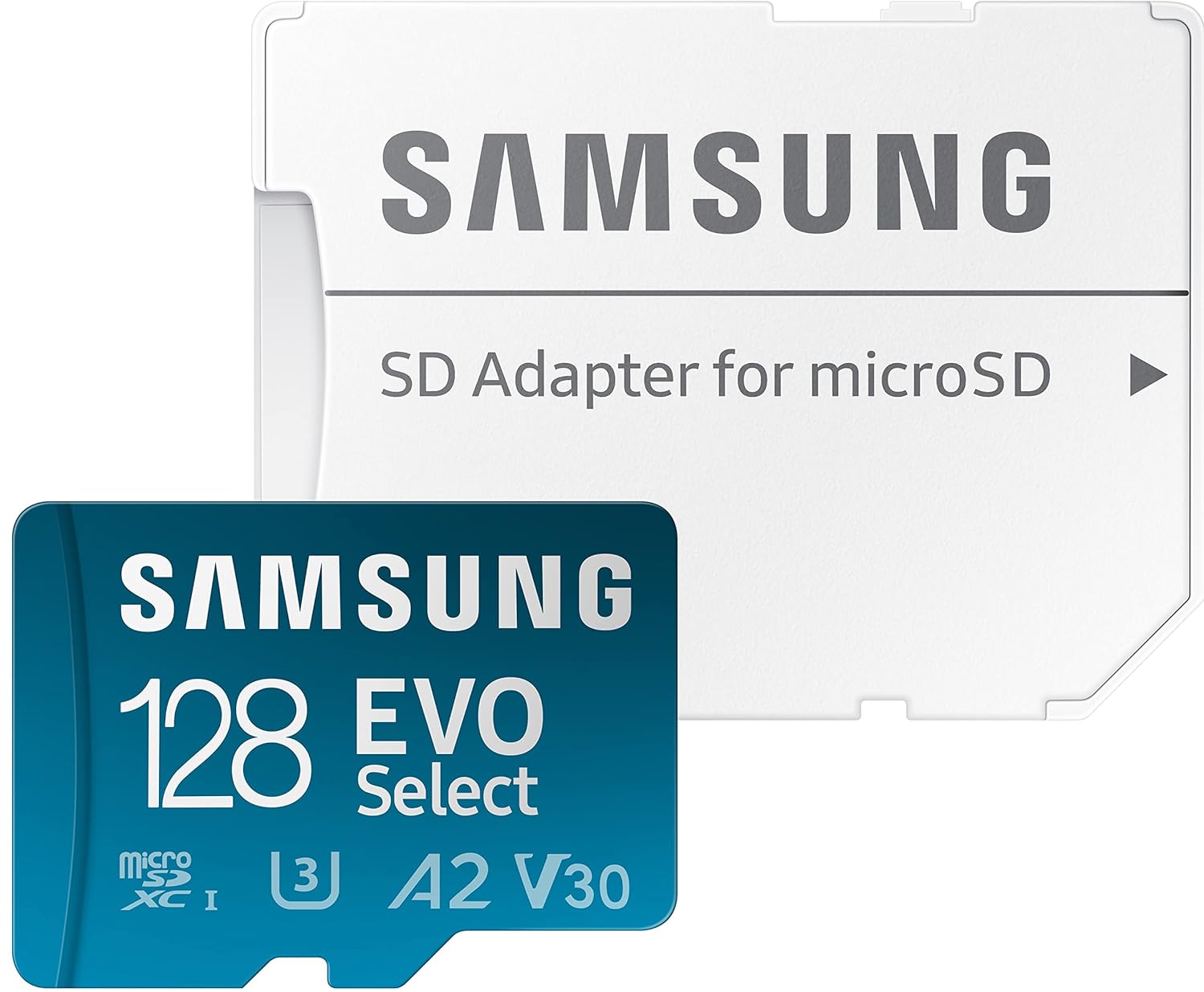 SAMSUNG EVO Select + Adapter 128GB microSDXC 130MB/s Full HD & 4K UHD, UHS-I, U3, A2, V30 (MB-ME128KA/AM)