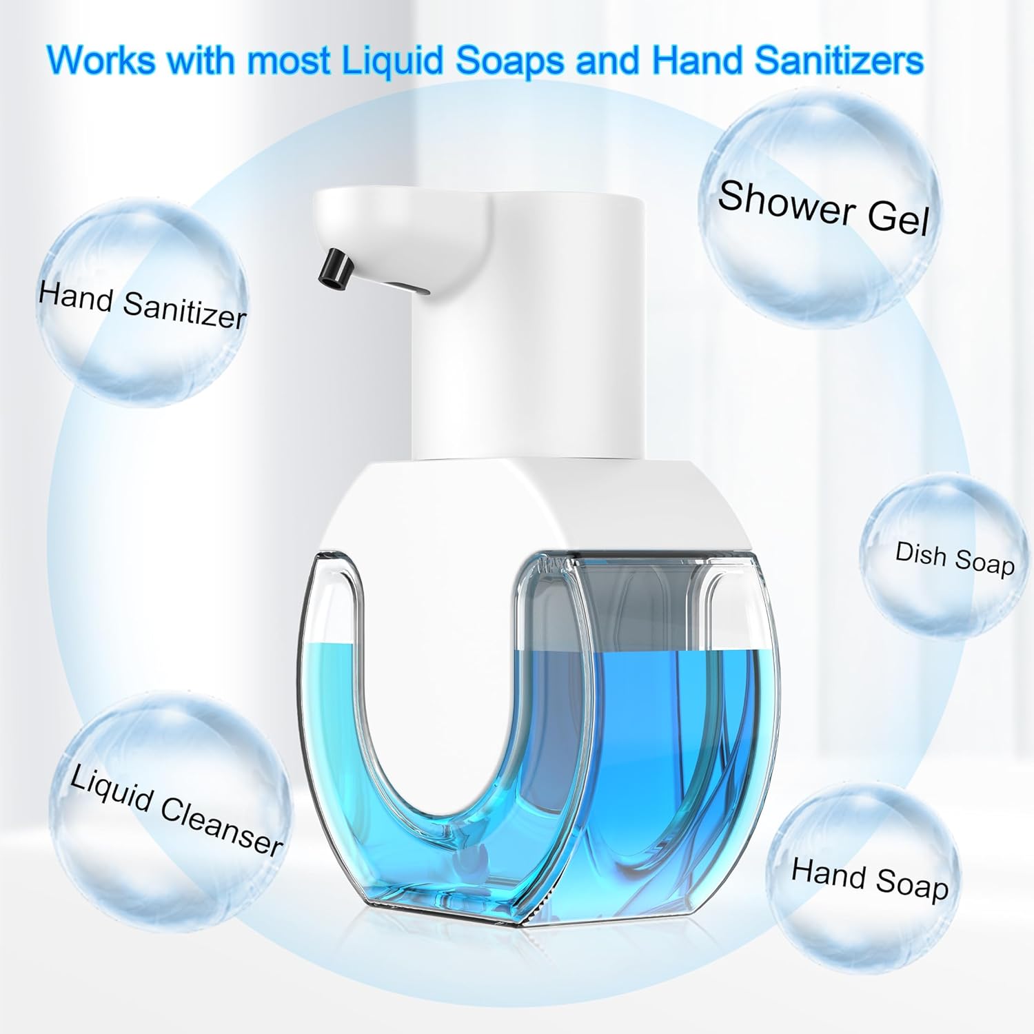 Automatic Soap Dispenser Dish Bathroom Kitchen Scrub Liquid Body Shampoo Shower Gel Hand Sanitizer Wall Mount Touchless Hand Free Rechargeable Auto Soap Dispenser Household Commercia