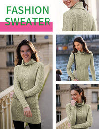 v28 Women Polo Neck Korea Knit Stretchable Elasticity Long Slim Sweater (6-10, Softgrass)