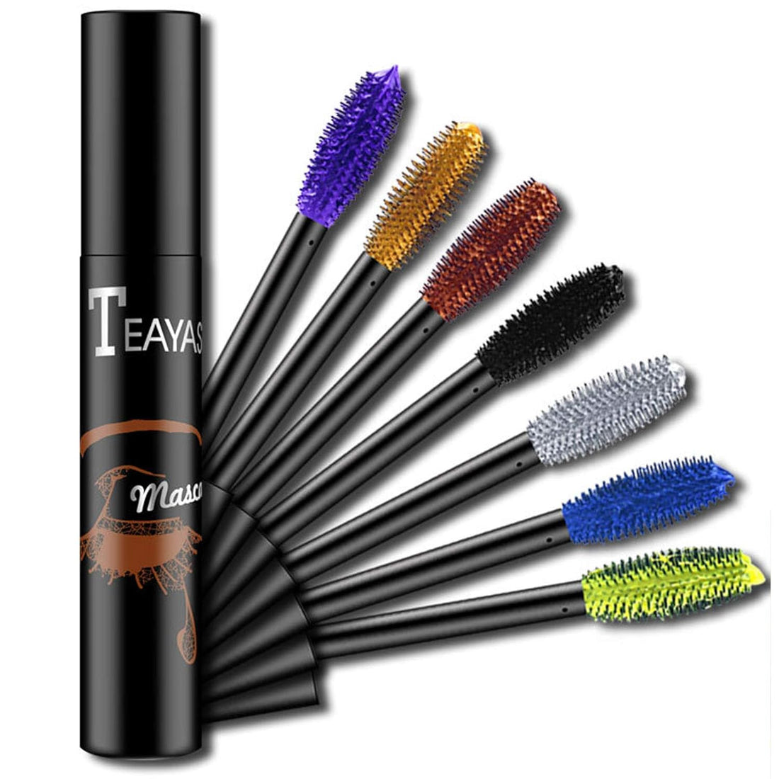 Gireatick Colorful Mascara set of 7 colors, Natural Waterproof 4D Silk Fiber Lash Mascara, Lengthening Thick Long Lasting Charming Eye Makeup