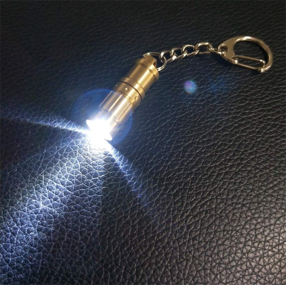 Super Mini Small Tiny Keychain Flashlight, Smallest Bright Key Ring Light Torch for EDC Emergency Dog Walking Sleeping Reading Gift for Student Kids or Parents (e1 copper)