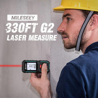 MiLESEEY G2 Laser Measurement Tool 330FT (Ft/in/M/Ft+in) with Angle Sensor, Laser Measuring Tool with Pocket Clip, Distance Area Volume Measure and Pythagoras, ±1/16 in Accuracy