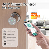 Smart Knob Fingerprint Door Lock - ENOKER 5 in 1 Keyless Entry Door Knob Lock with Handle APP/100 Fingerprints/IC Cards/Passcode/Key, Electronic Biometric Door Lock for Bedroom Home Office Hotel