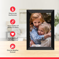 FRAMEO 10.1 inch WiFi Digital Picture Frame 1280x800 HD IPS Touch Screen Smart Cloud Photo Frame with 16GB Memory, Auto-Rotate, Wall Mountable, Easy Setup to Share Photos or Videos via Frameo