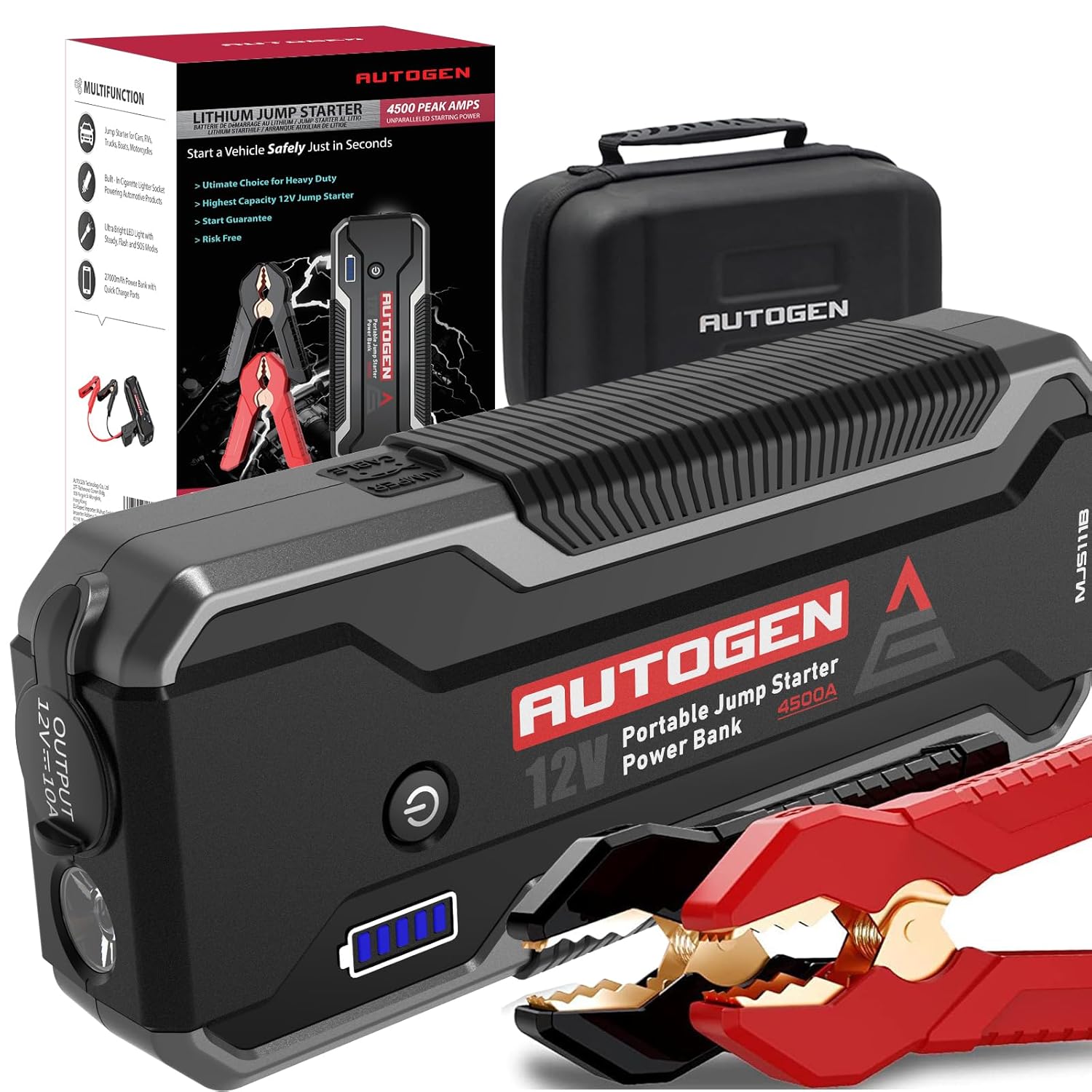 AUTOGEN Car Jump Starter PRO 32000mAh 4000A Peak (10.0L+ Gas & 10.0L+ Diesel), 12V Portable Battery Booster Jumper Pack for Cars, SUVs, Trucks. Huge Power Bank with Quick Charge 3.0