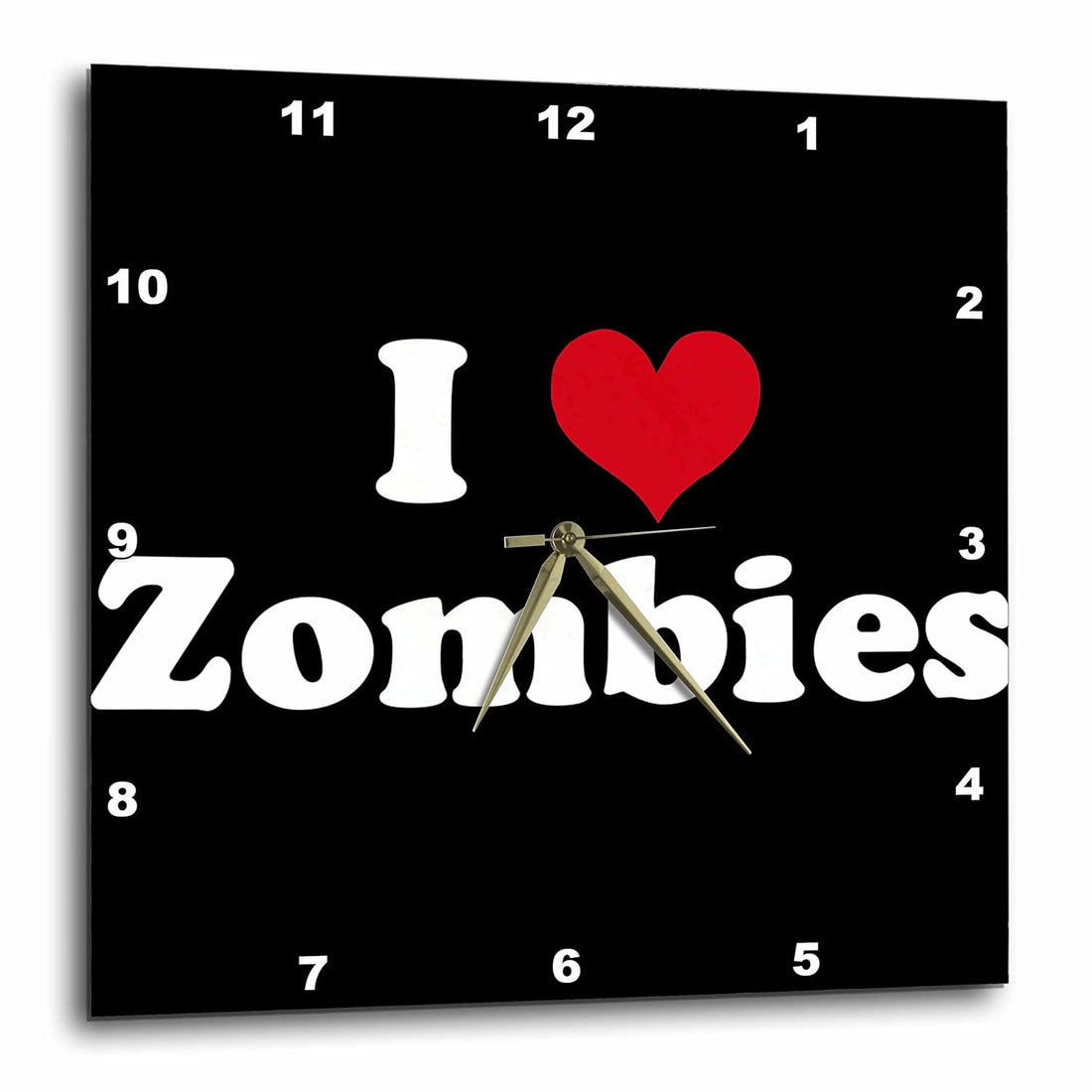 3dRose dpp_16571_1 Wall Clock, I Love Zombies, 10 by 10-Inch