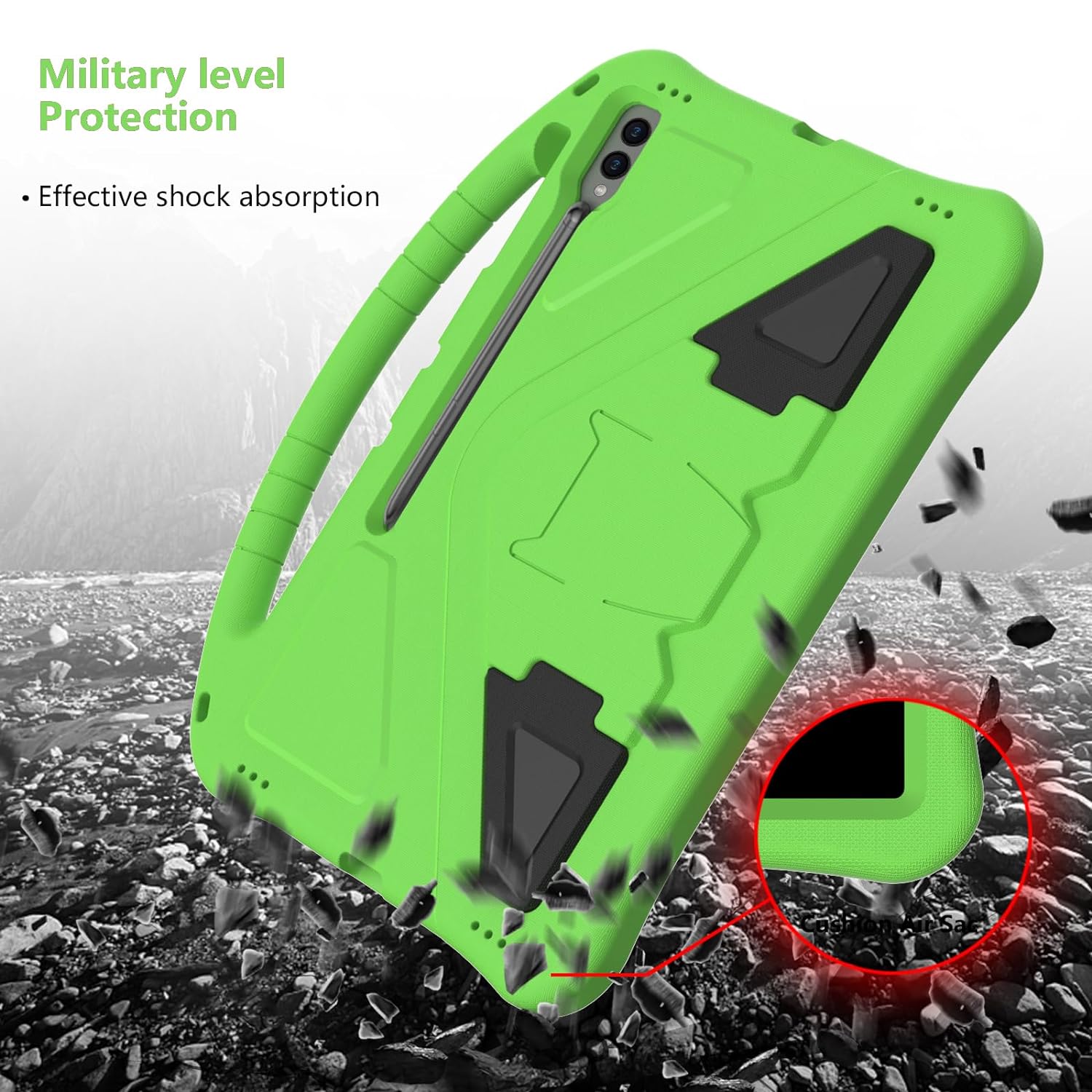Kids Case for Samsung Galaxy Tab S9 Ultra/S8 Ultra 14.6" Tablet, Techcircle Light Weight Shock Proof EVA Foam Handle Rugged Stand Protective Case for Galaxy Tab S8 Ultra 2022/Tab S9 Ultra 2023, Green