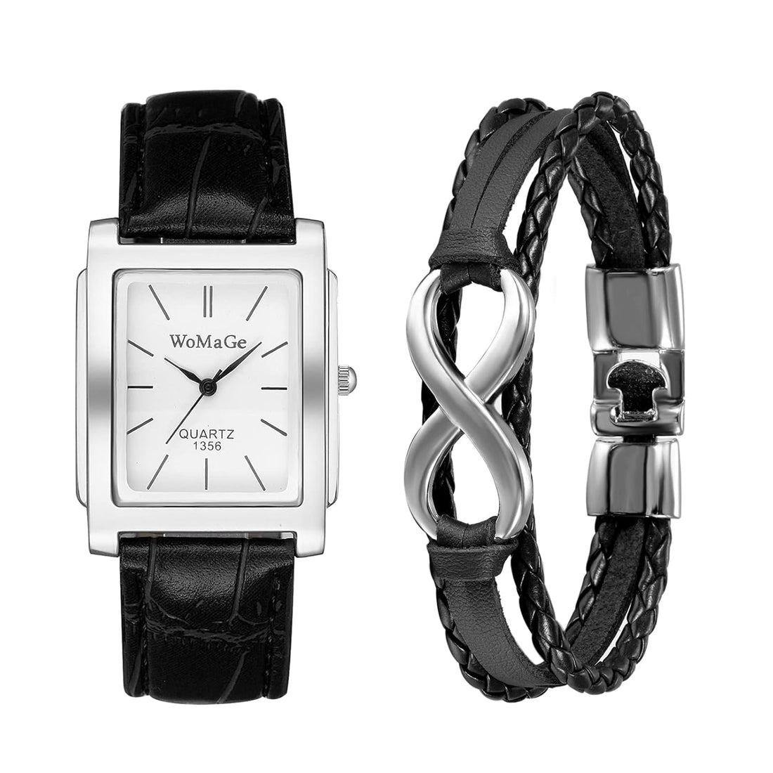 Avaner Men's Square Watch, Vintage Leather Cuff Watch, Roman Numeral Analog Quartz Wristwatch, Leather Strap Classic Retro Watch