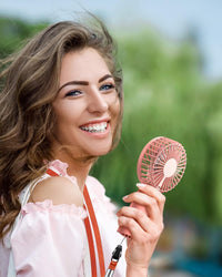 AaoLin Handheld Fan [6-15H Working Time] Foldable Hand Held Fan USB Rechargeable, 4 Speeds Portable Personal Mini Fan, Battery Operated Desk Fan for Stylish Girl Women Travel/Commute/Makeup/Office