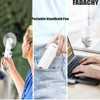 FADACHY Mini Fan Portable, Personal Fan Handheld Rechargeable Battery Operated, LED Display 14-18 Working Hours 3 IN 1 Folding Hand Fan, Small Travel Essentials Fan for Purse Vacation